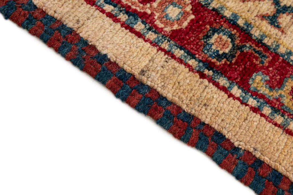 Red Color Kazak Hand-Knotted Wool Rug