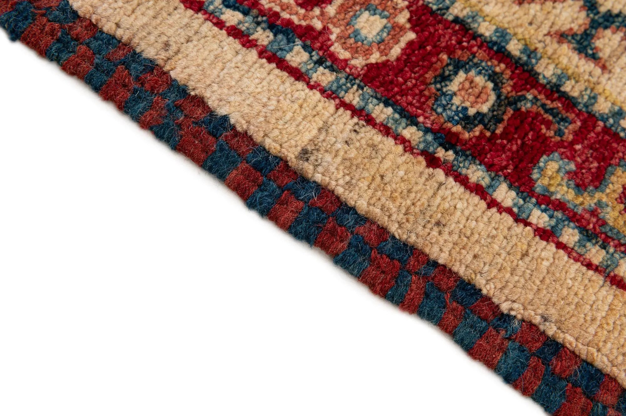 Red Color Kazak Hand-Knotted Wool Rug