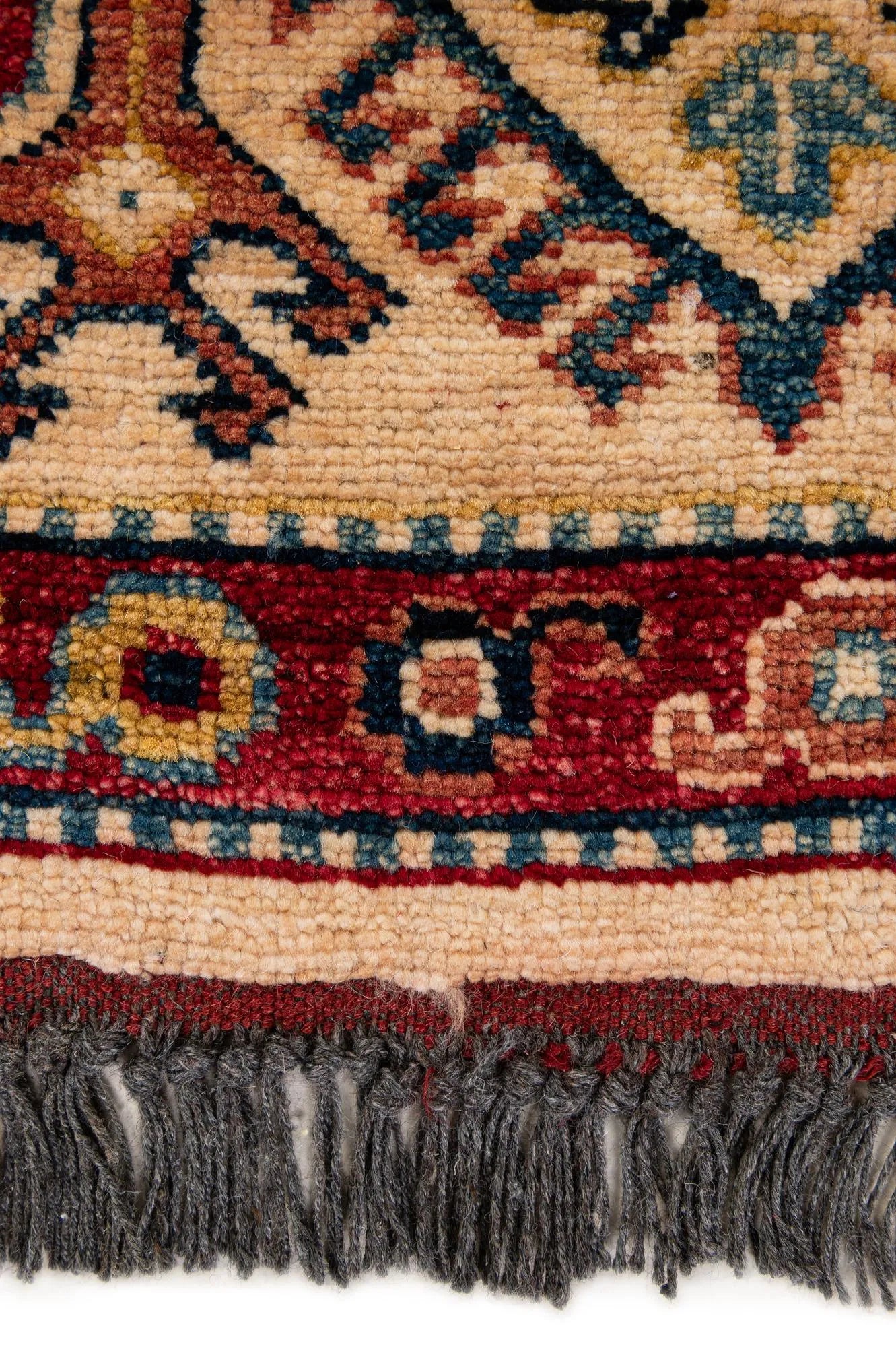 Red Color Kazak Hand-Knotted Wool Rug