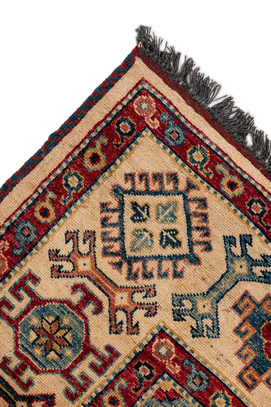 Red Color Kazak Hand-Knotted Wool Rug