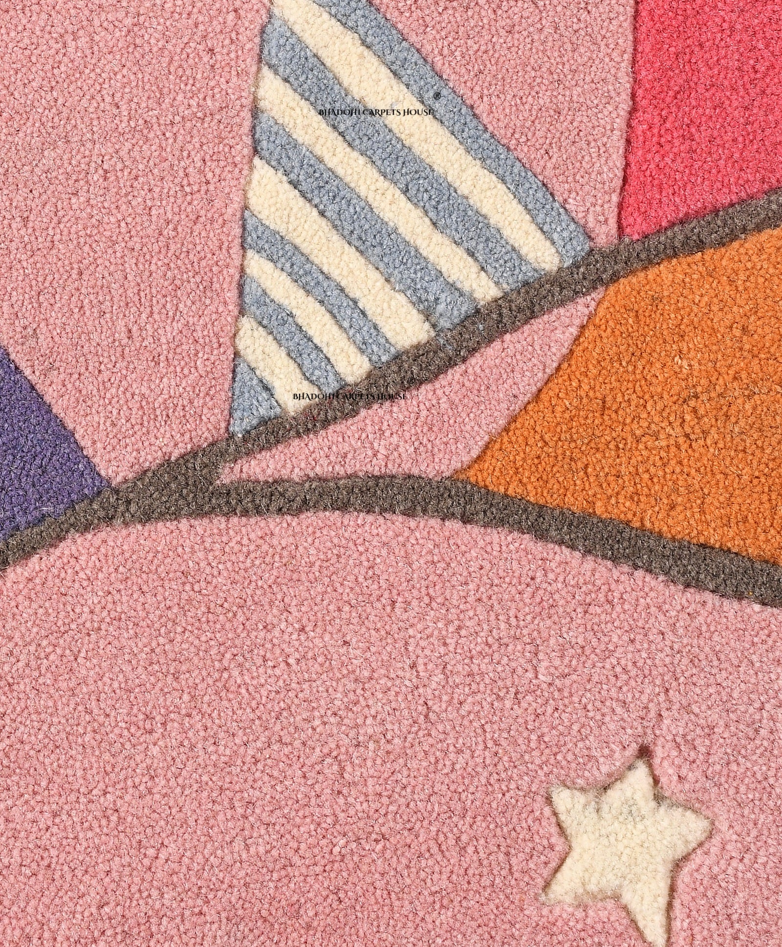 Pink Flags – Handmade Wool Nursery Rug, Baby Room, Kid’s Room, Playroom, Child’s Space Area Rug, Toddler Bedroom Carpets – Perfect for Children's Room Décor
