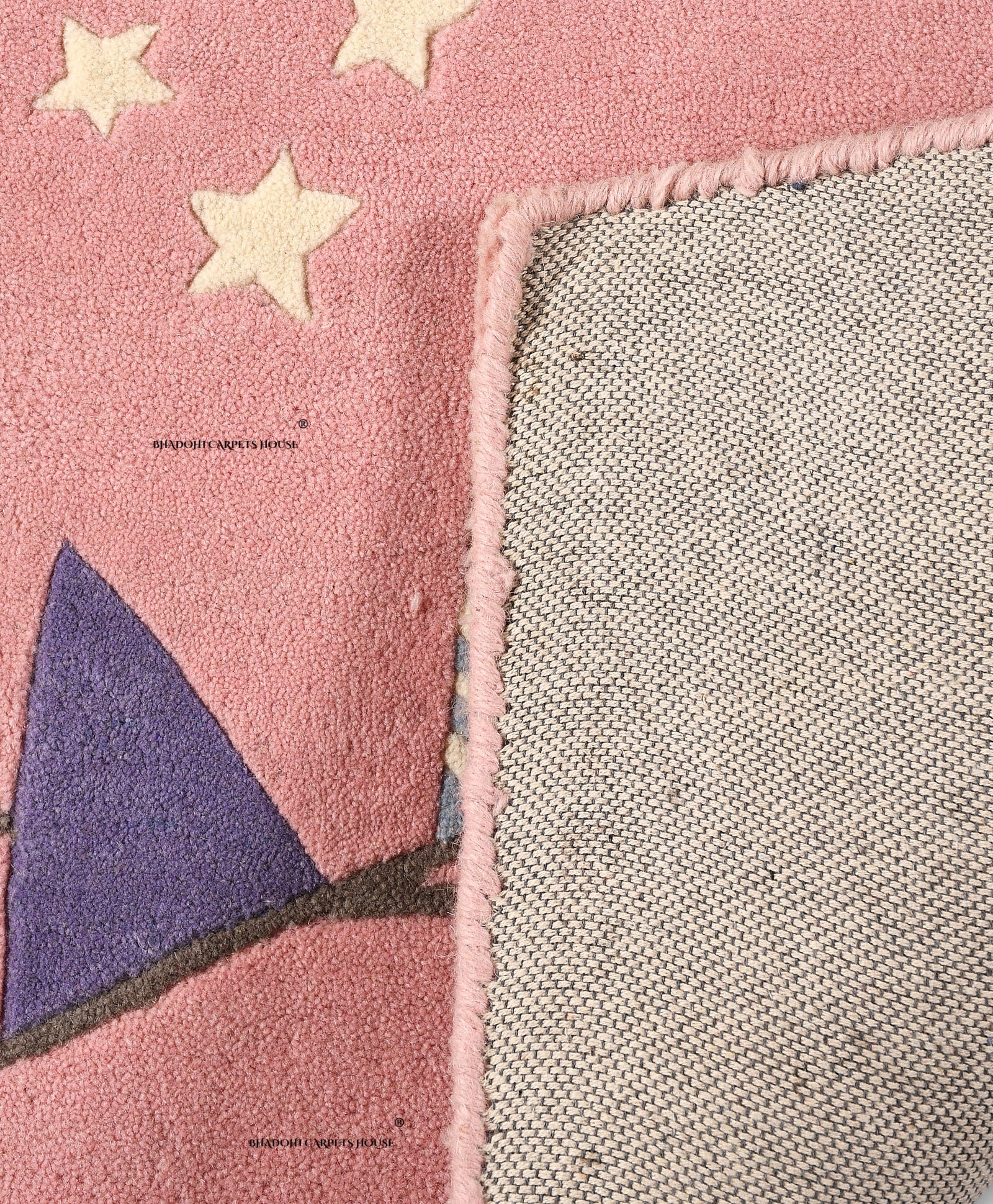 Pink Flags – Handmade Wool Nursery Rug, Baby Room, Kid’s Room, Playroom, Child’s Space Area Rug, Toddler Bedroom Carpets – Perfect for Children's Room Décor