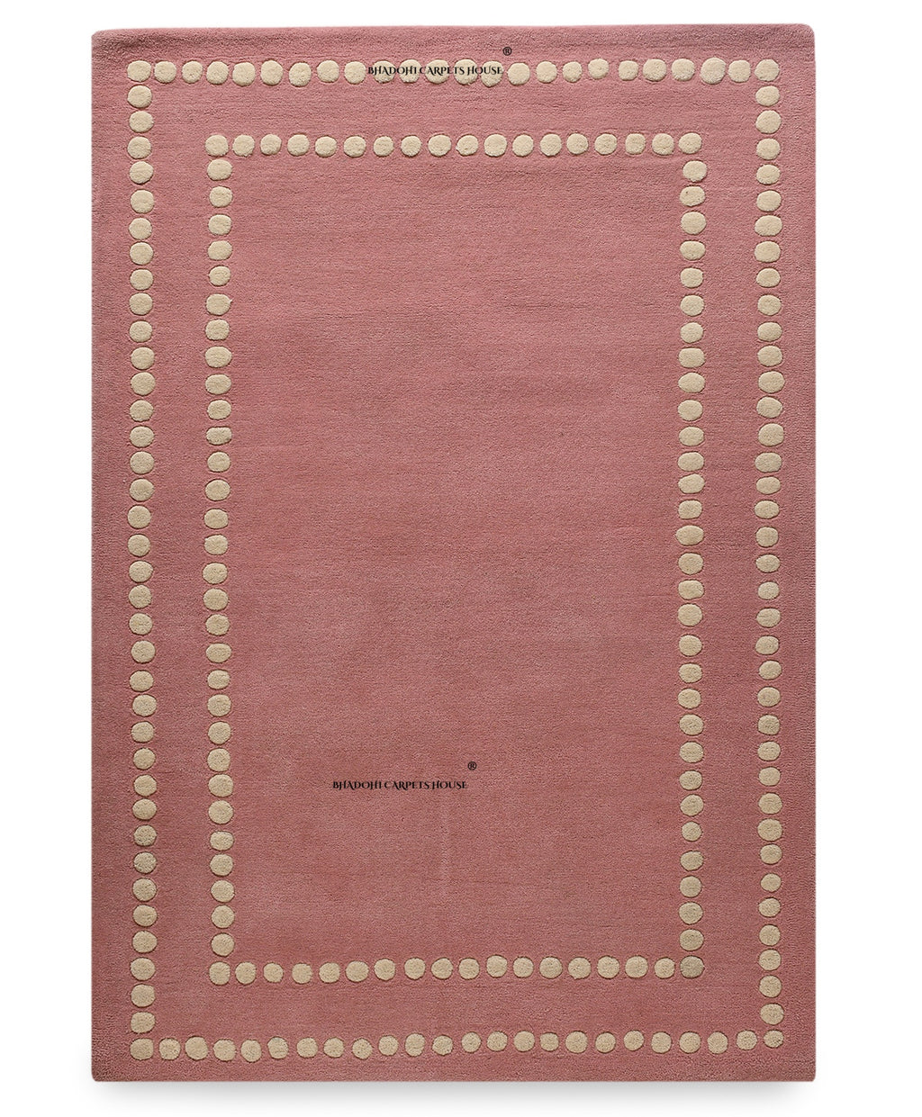 Pink Border – Handmade Wool Nursery Rug, Baby Room, Kid’s Room, Playroom, Child’s Space Area Rug, Toddler Bedroom Carpets – Perfect for Children's Room Décor