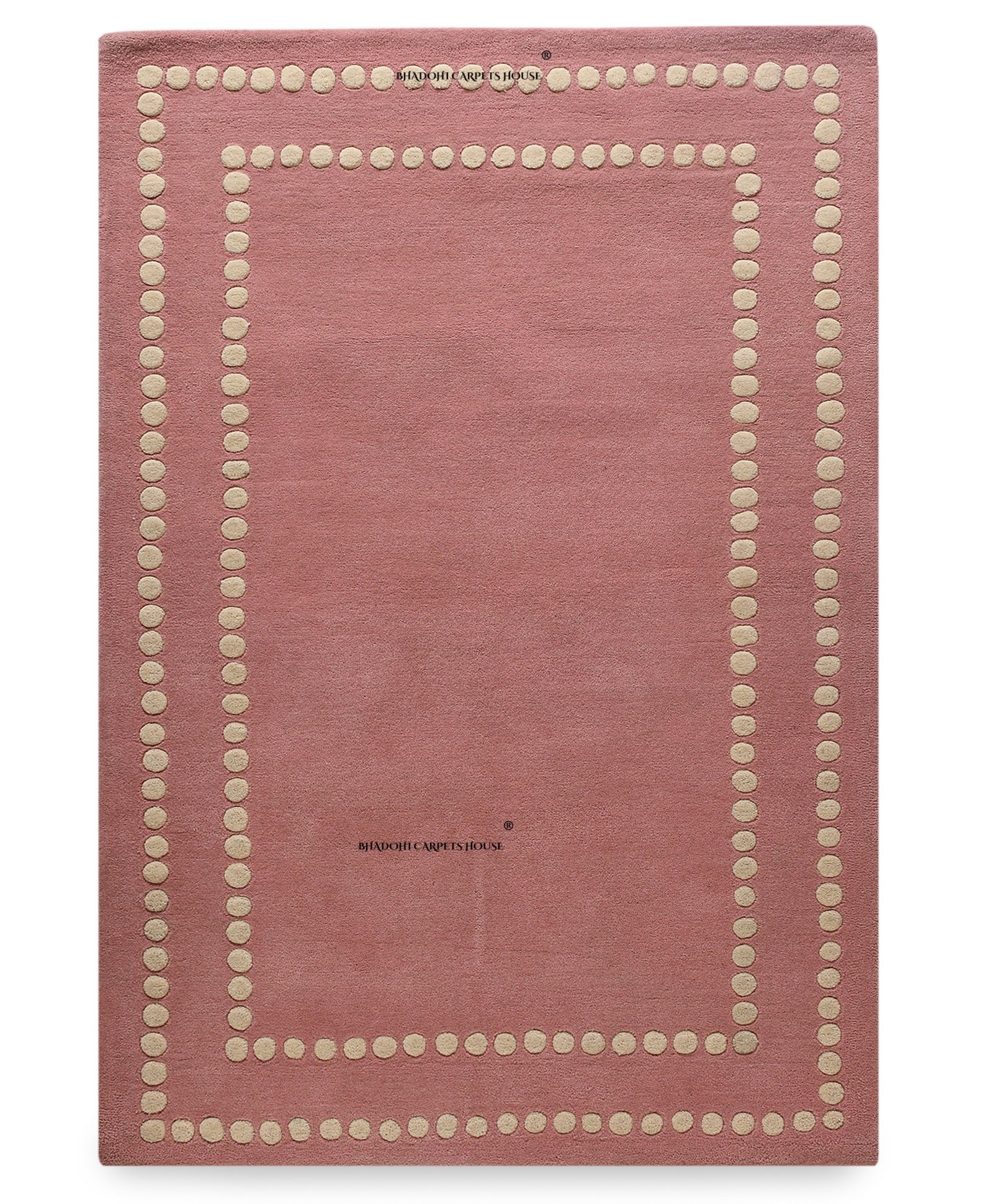 Pink Border – Handmade Wool Nursery Rug, Baby Room, Kid’s Room, Playroom, Child’s Space Area Rug, Toddler Bedroom Carpets – Perfect for Children's Room Décor