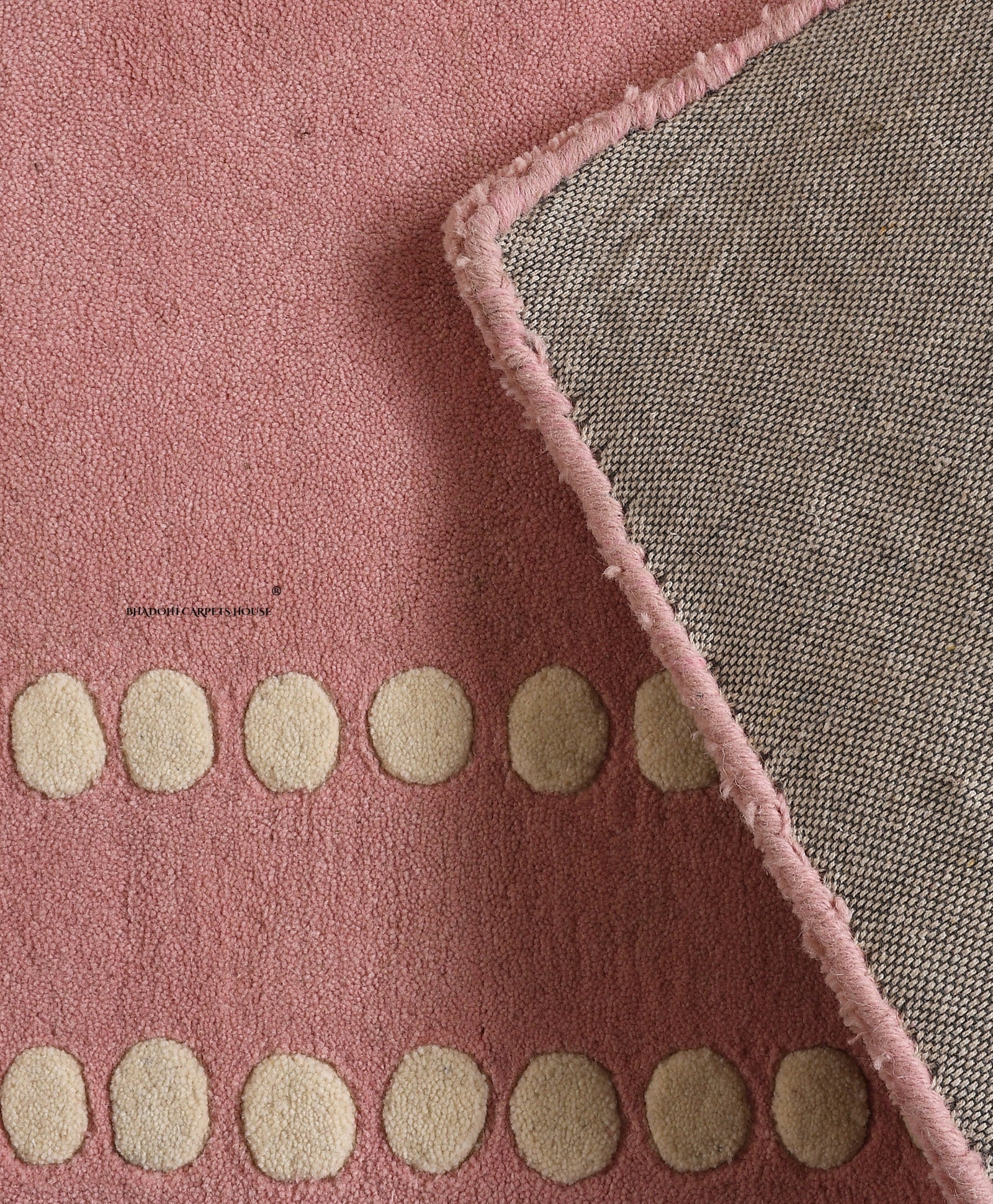 Pink Border – Handmade Wool Nursery Rug, Baby Room, Kid’s Room, Playroom, Child’s Space Area Rug, Toddler Bedroom Carpets – Perfect for Children's Room Décor