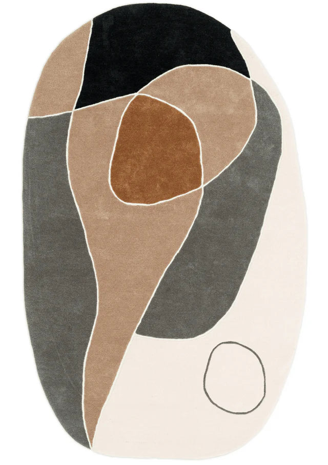 Grey Rust Color Hand-Tufted Irregular Rug