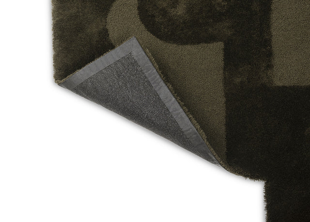 Army Green Color Hand-Tufted Irregular Rug