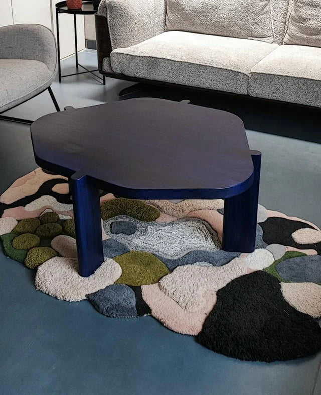 Green Color Premium Handmade Woolen Irregular Rug