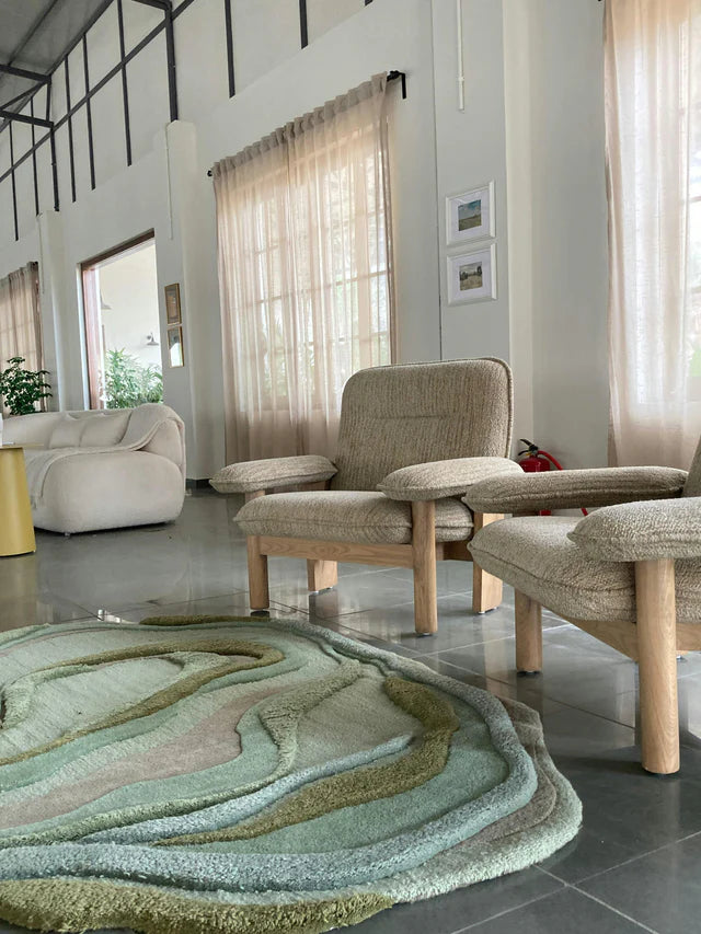Green High Low Hand-Tufted Irregular Rug