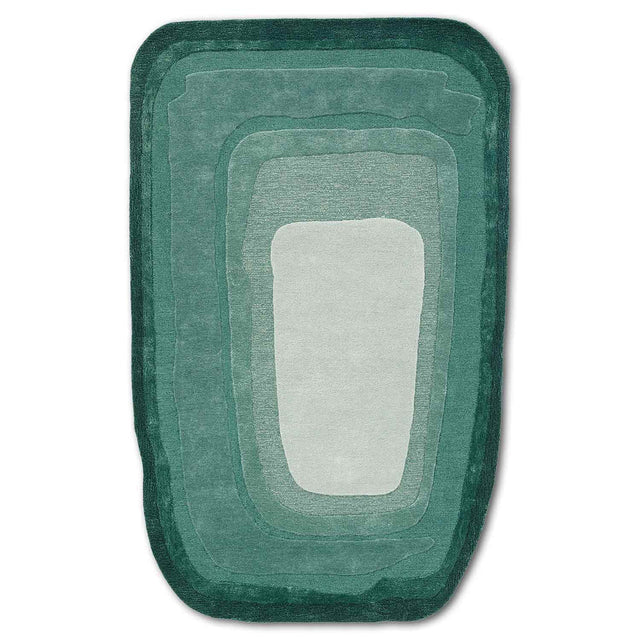 Green Color Hand-Tufted Irregular Rug