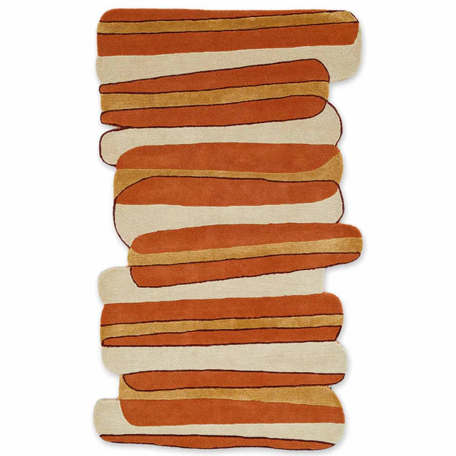 Rust Color Premium Handmade Woolen Irregular Rug