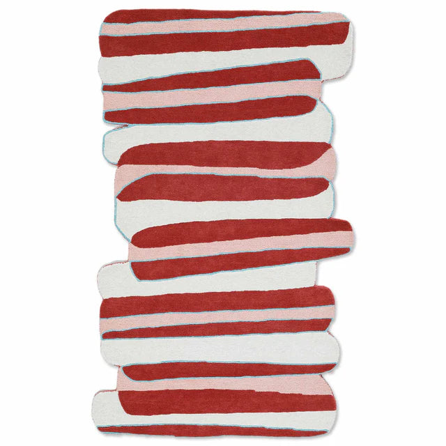 Red Color Premium Handmade Woolen Irregular Rug
