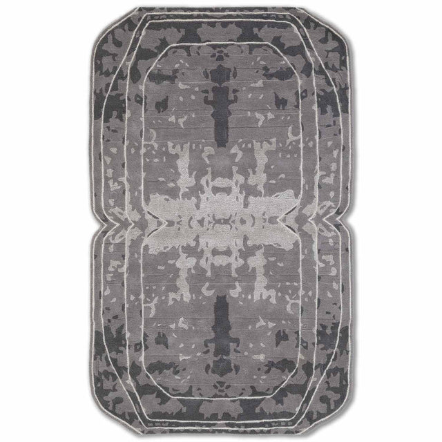 Grey Color Premium Handmade Woolen Irregular Rug