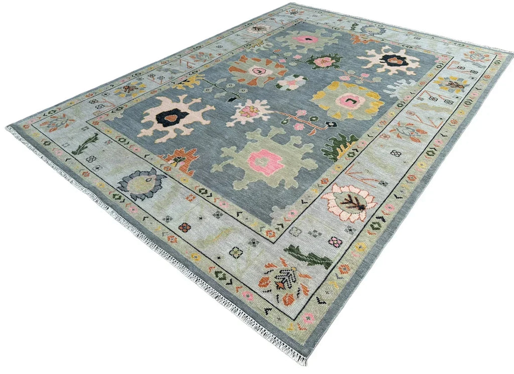 Grey Oushak Hand-Knotted Wool Rug