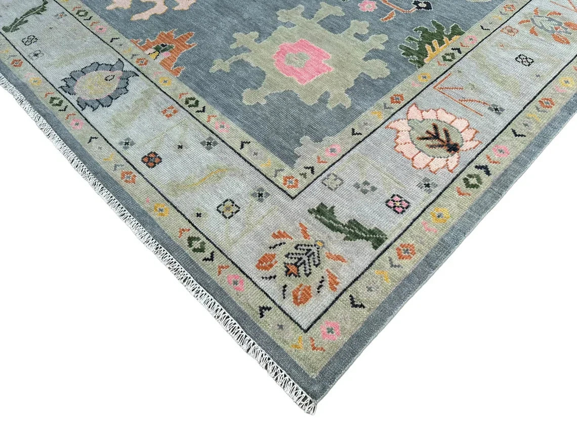 Grey Oushak Hand-Knotted Wool Rug