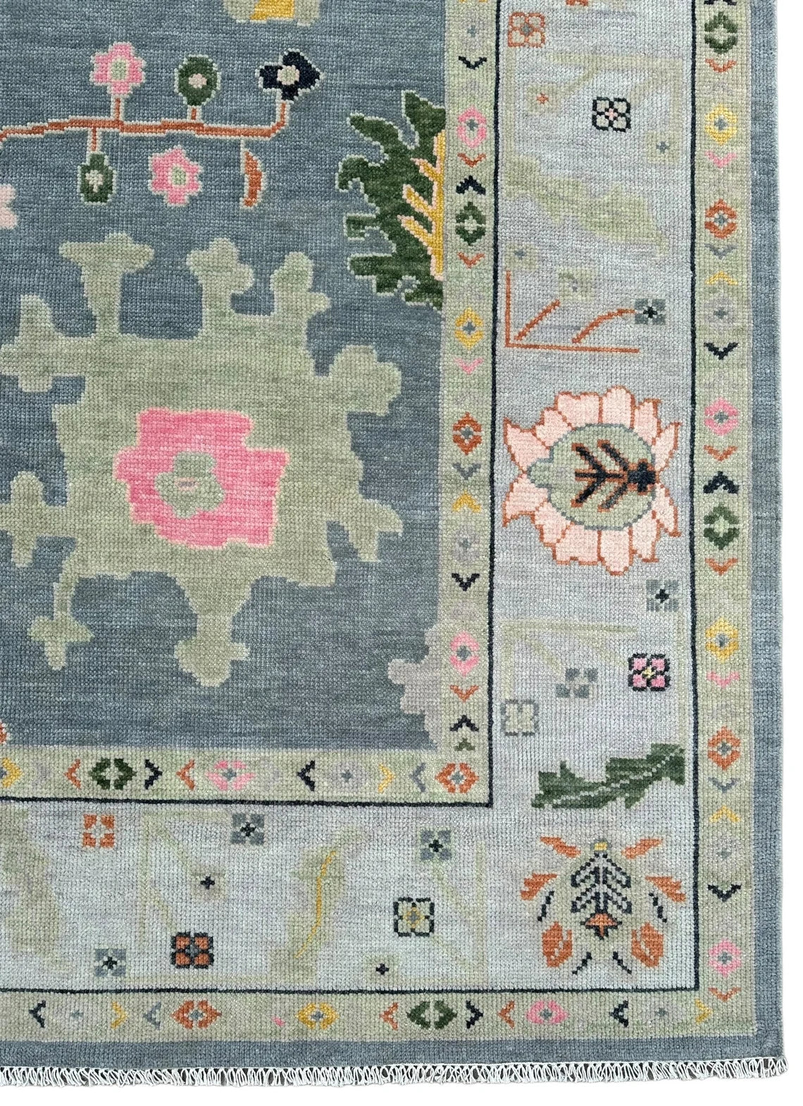 Grey Oushak Hand-Knotted Wool Rug