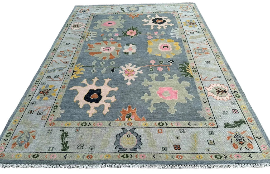 Grey Oushak Hand-Knotted Wool Rug