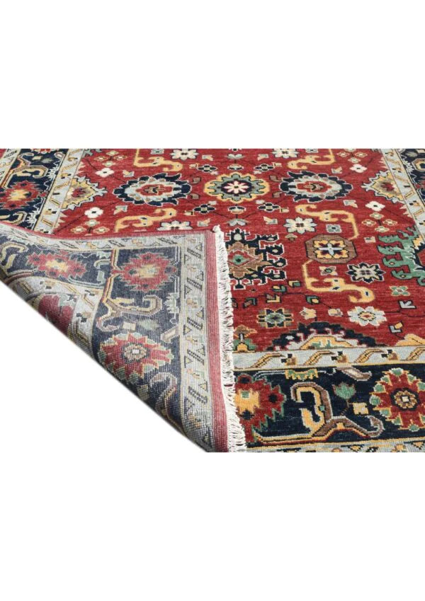 Red Oushak Hand-Knotted Wool Rug