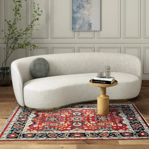 Red Oushak Hand-Knotted Wool Rug
