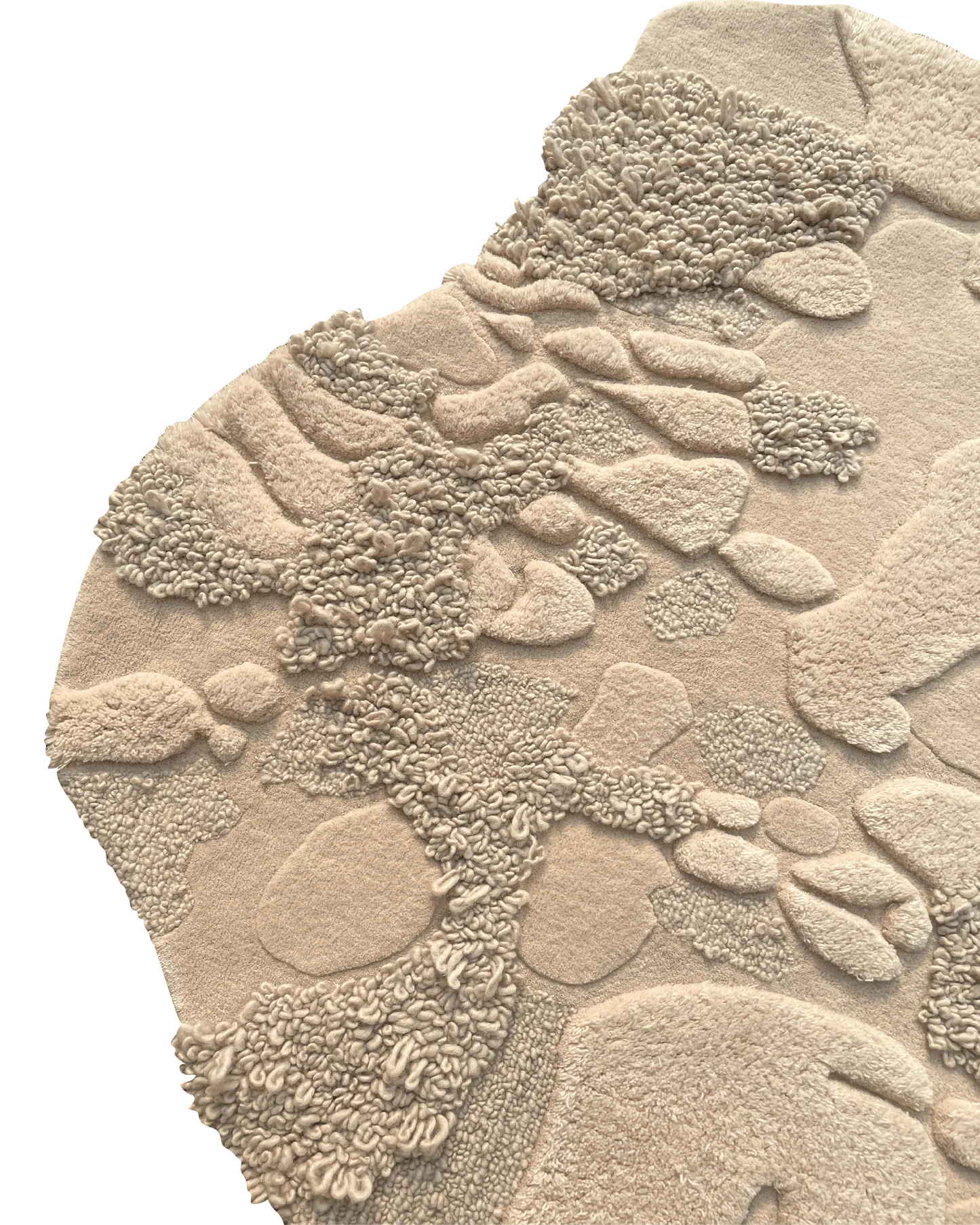 Beige Color High-Low Hand-Tufted Wool Rug