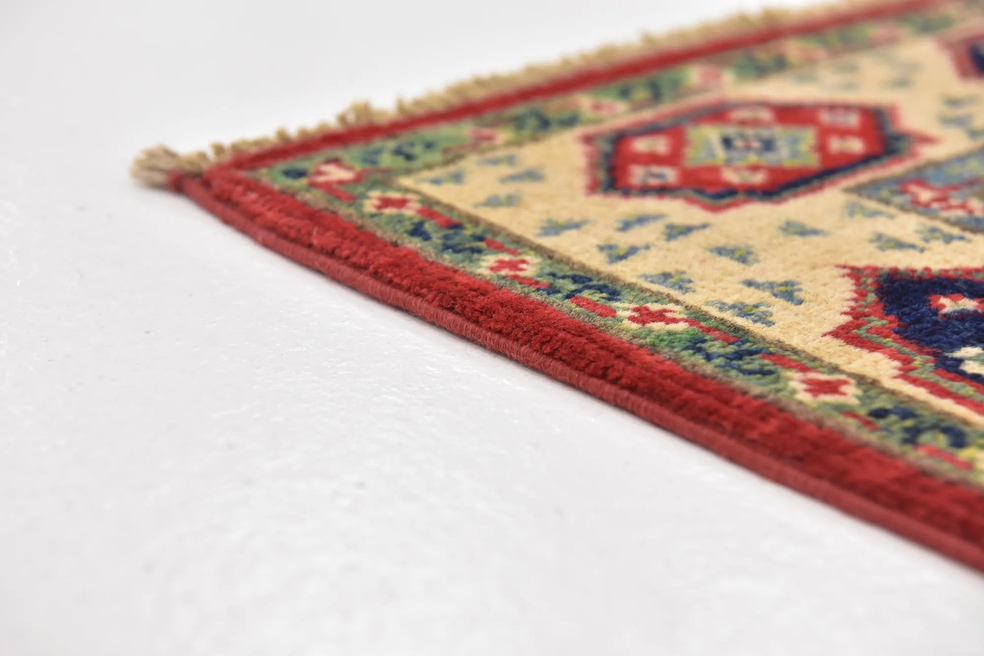 Red Color Kazak Hand-Knotted Wool Rug