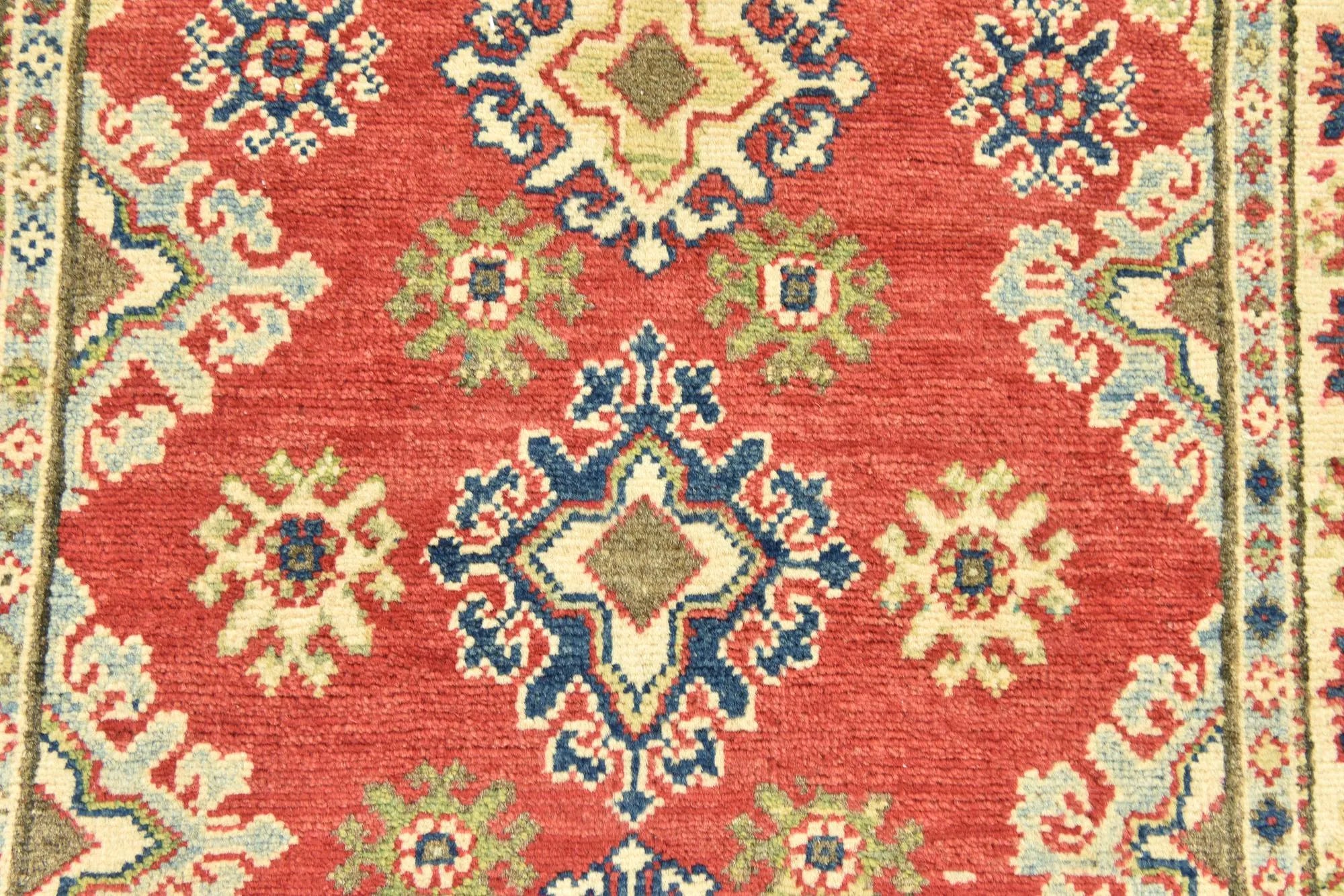 Red & Yellow Color Kazak Hand-Knotted Wool Rug