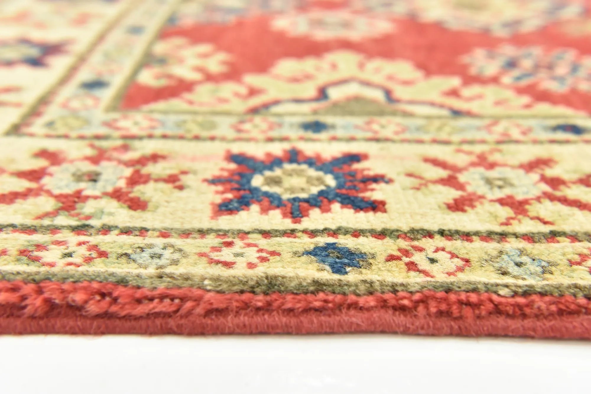 Red & Yellow Color Kazak Hand-Knotted Wool Rug