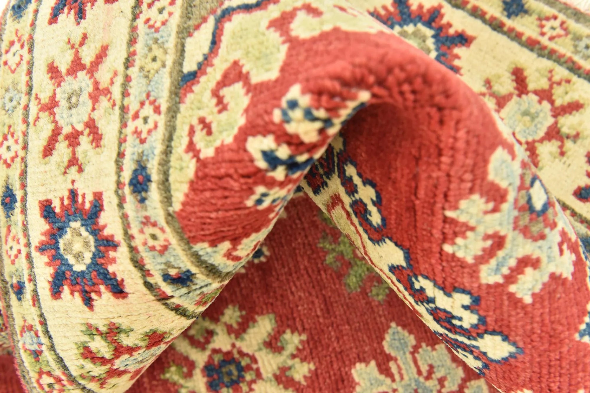 Red & Yellow Color Kazak Hand-Knotted Wool Rug