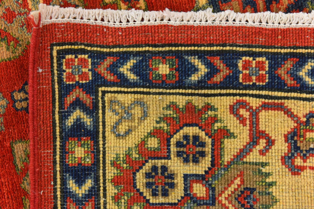 Red & Yellow Color Kazak Hand-Knotted Wool Rug