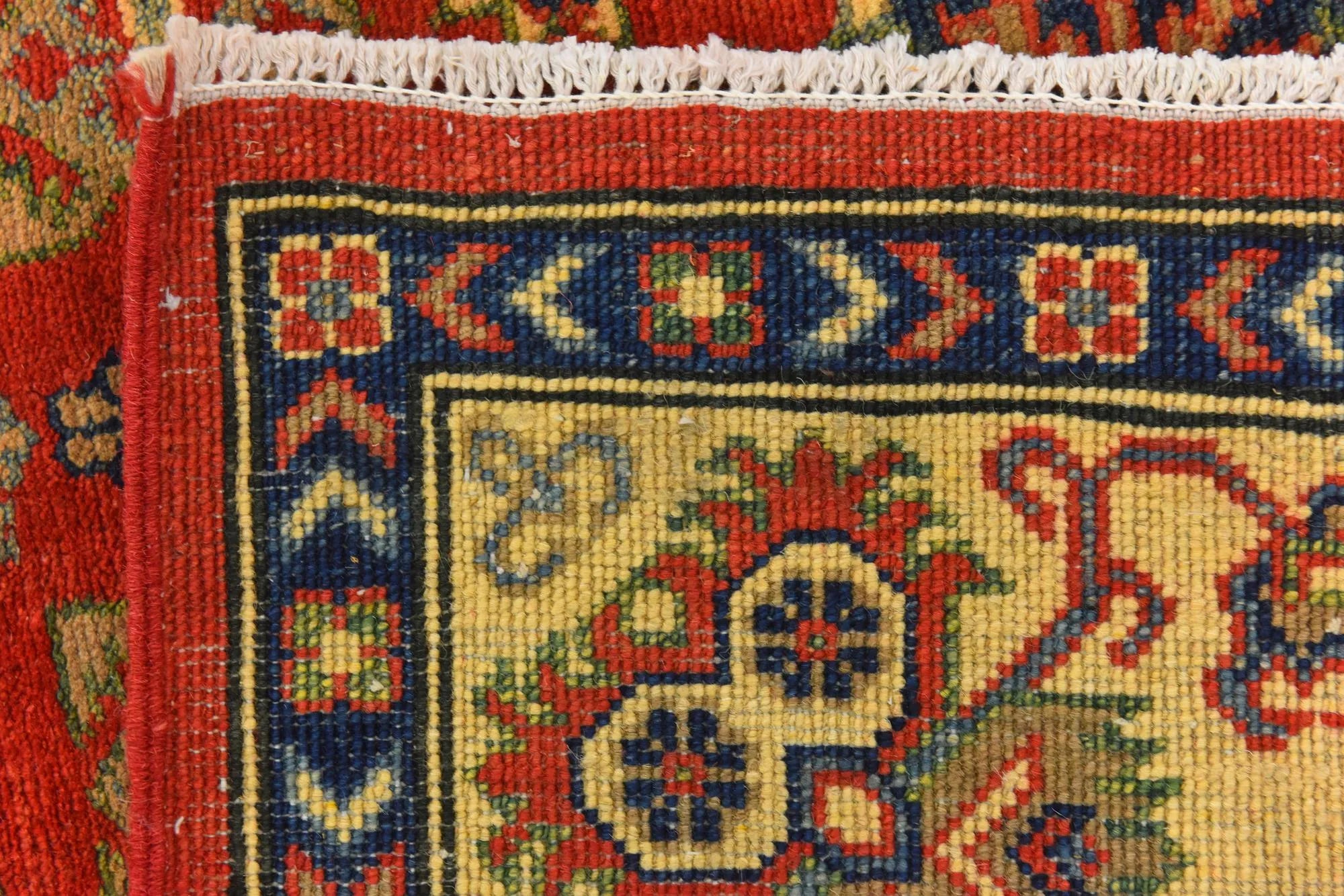 Red & Yellow Color Kazak Hand-Knotted Wool Rug