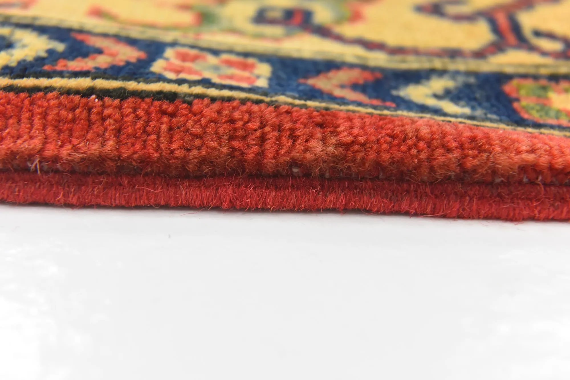 Red & Yellow Color Kazak Hand-Knotted Wool Rug