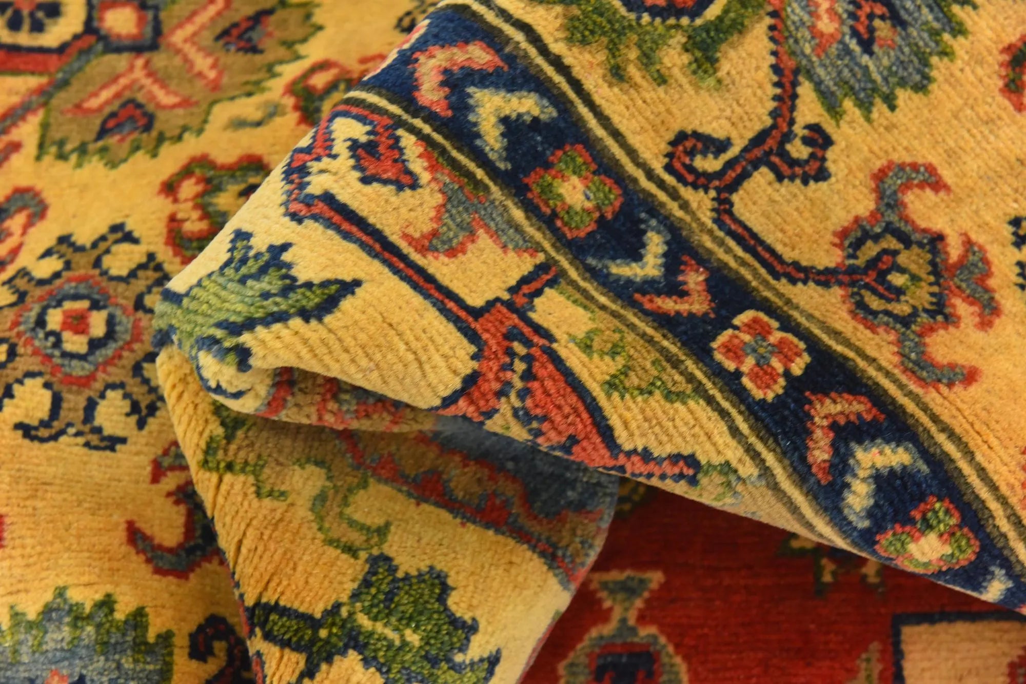 Red & Yellow Color Kazak Hand-Knotted Wool Rug