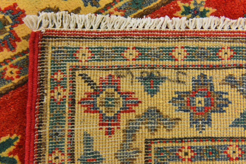 Red & Yellow Color Kazak Hand-Knotted Wool Rug