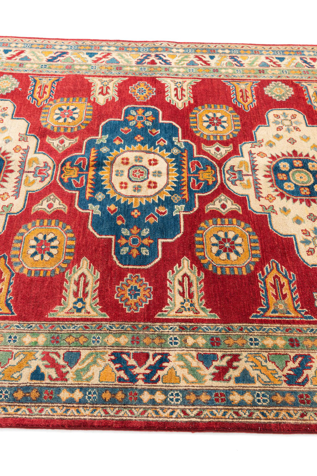 Red & Yellow Color Kazak Hand-Knotted Wool Rug