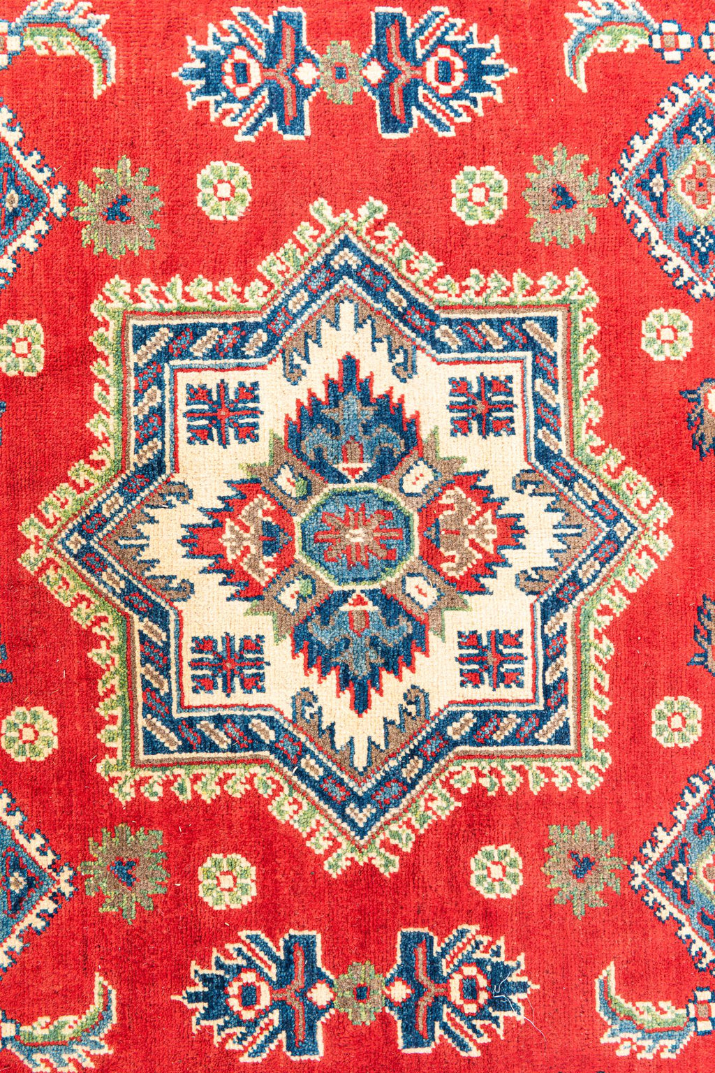 Red Color Kazak Hand-Knotted Wool Rug