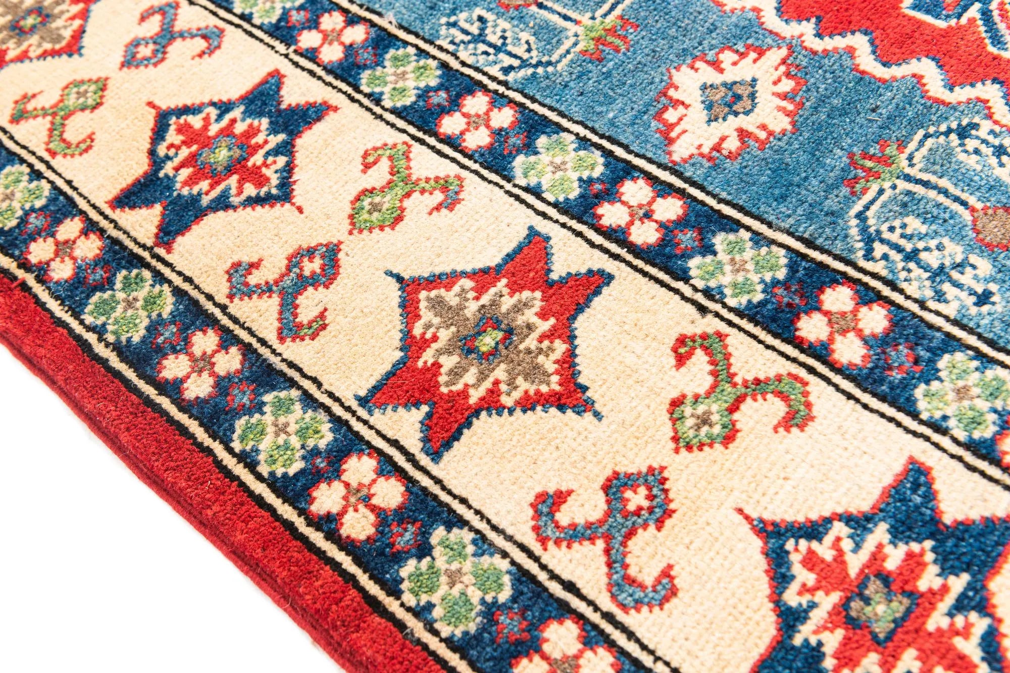 Red Color Kazak Hand-Knotted Wool Rug