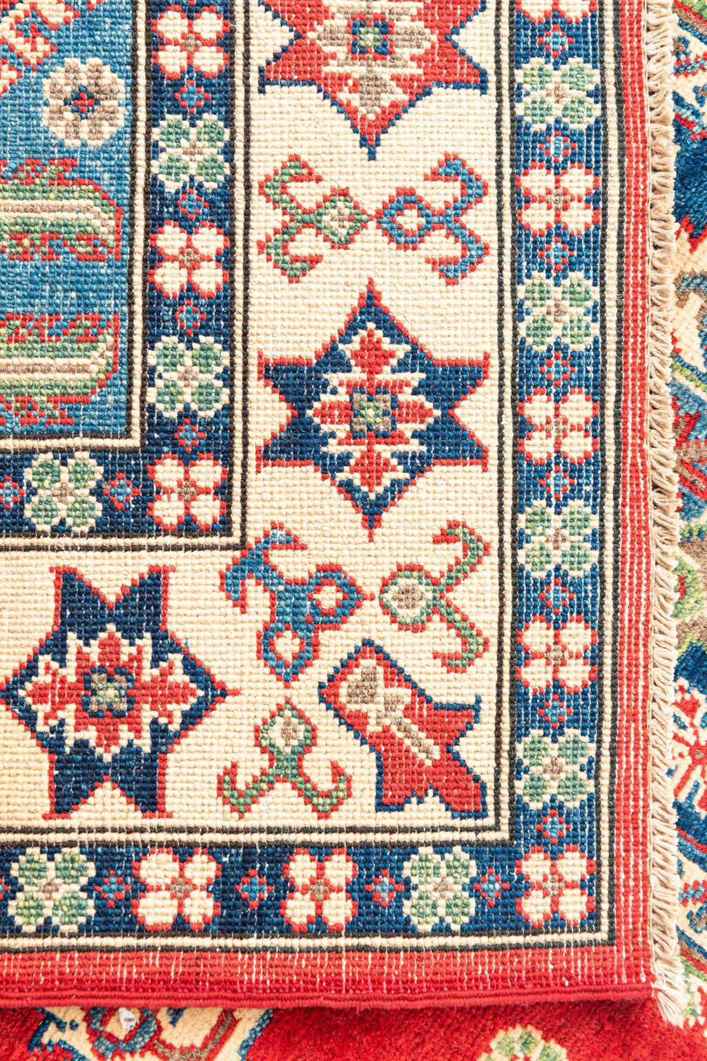 Red Color Kazak Hand-Knotted Wool Rug
