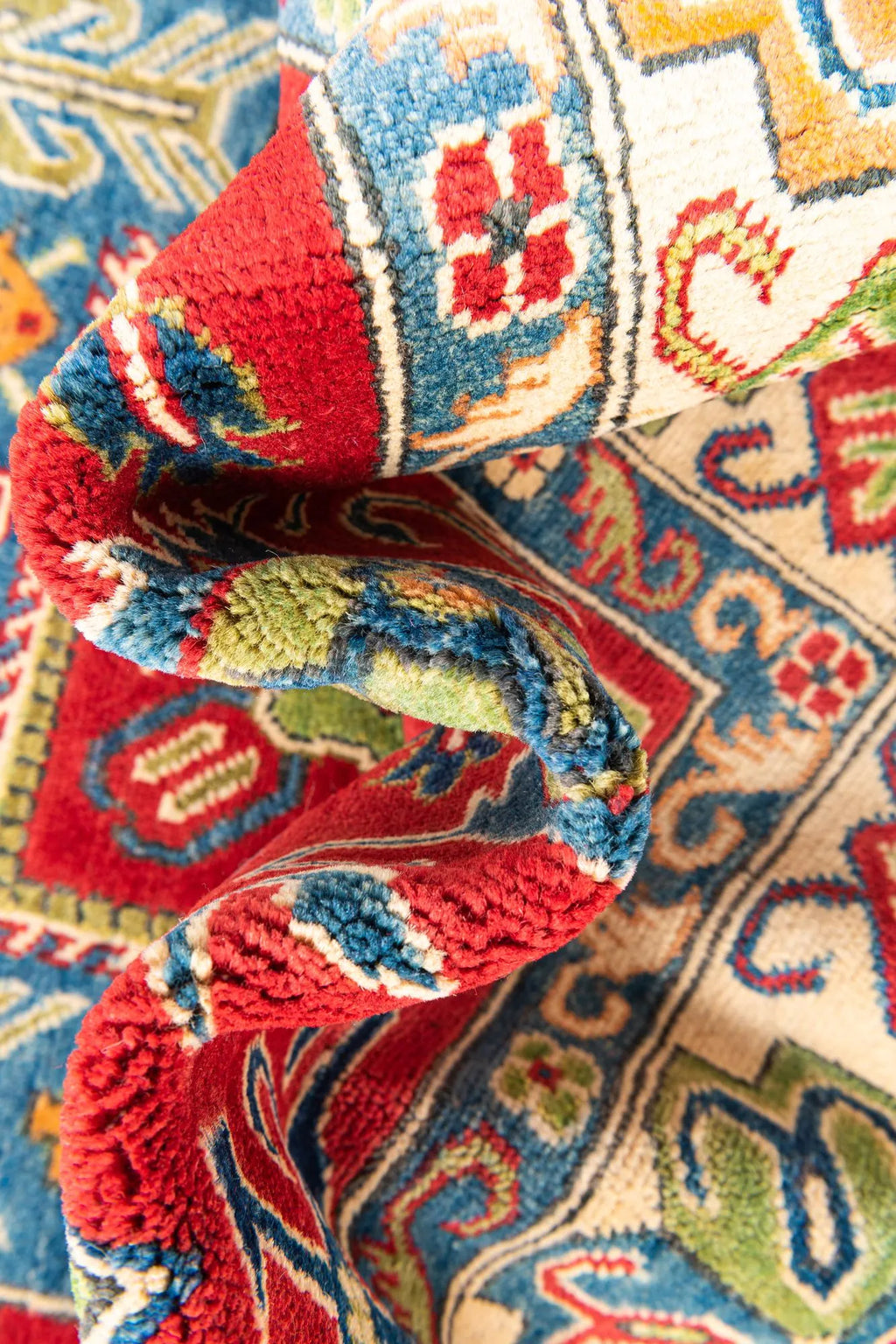 Red Color Kazak Hand-Knotted Wool Rug