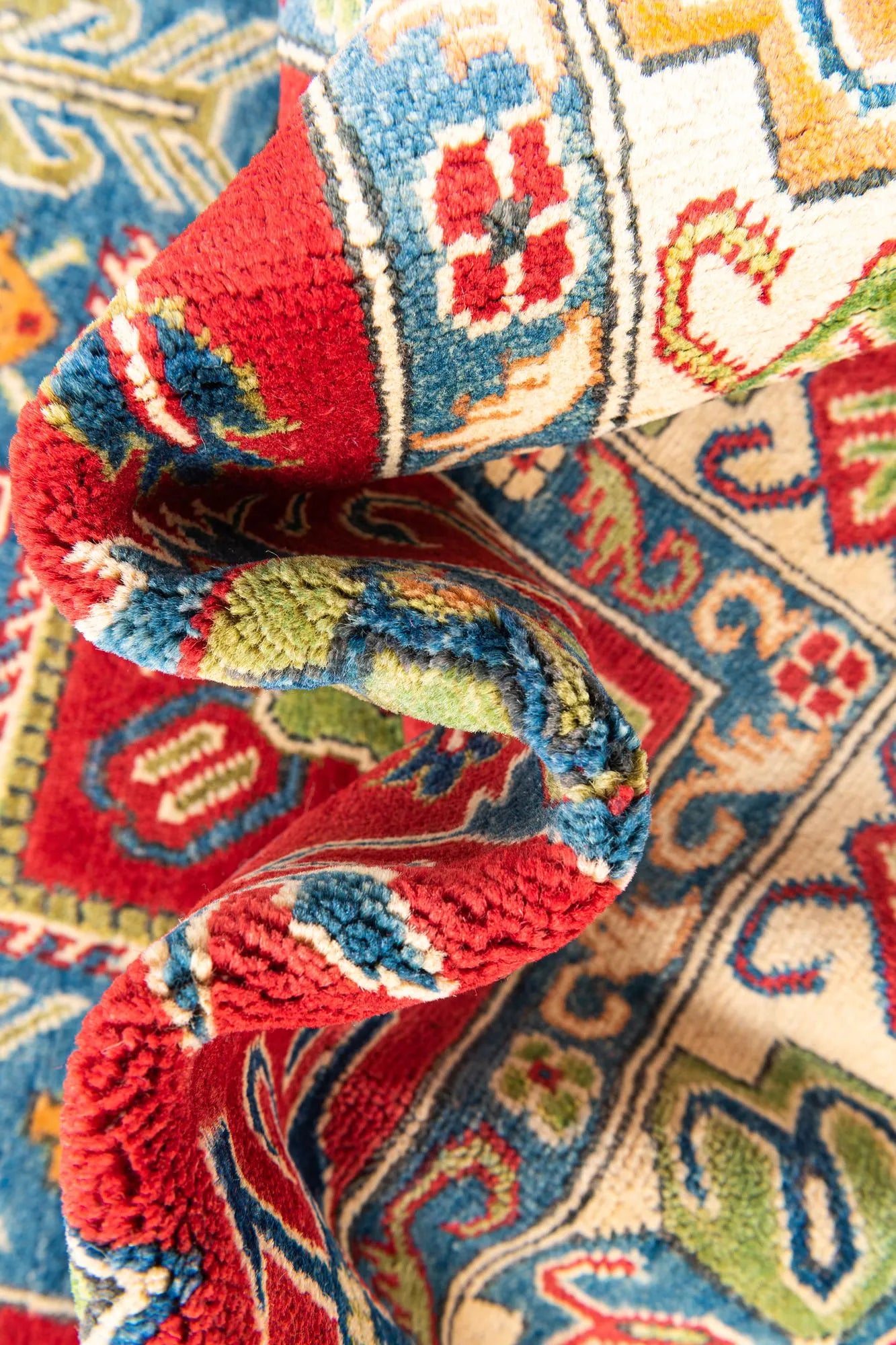 Red Color Kazak Hand-Knotted Wool Rug
