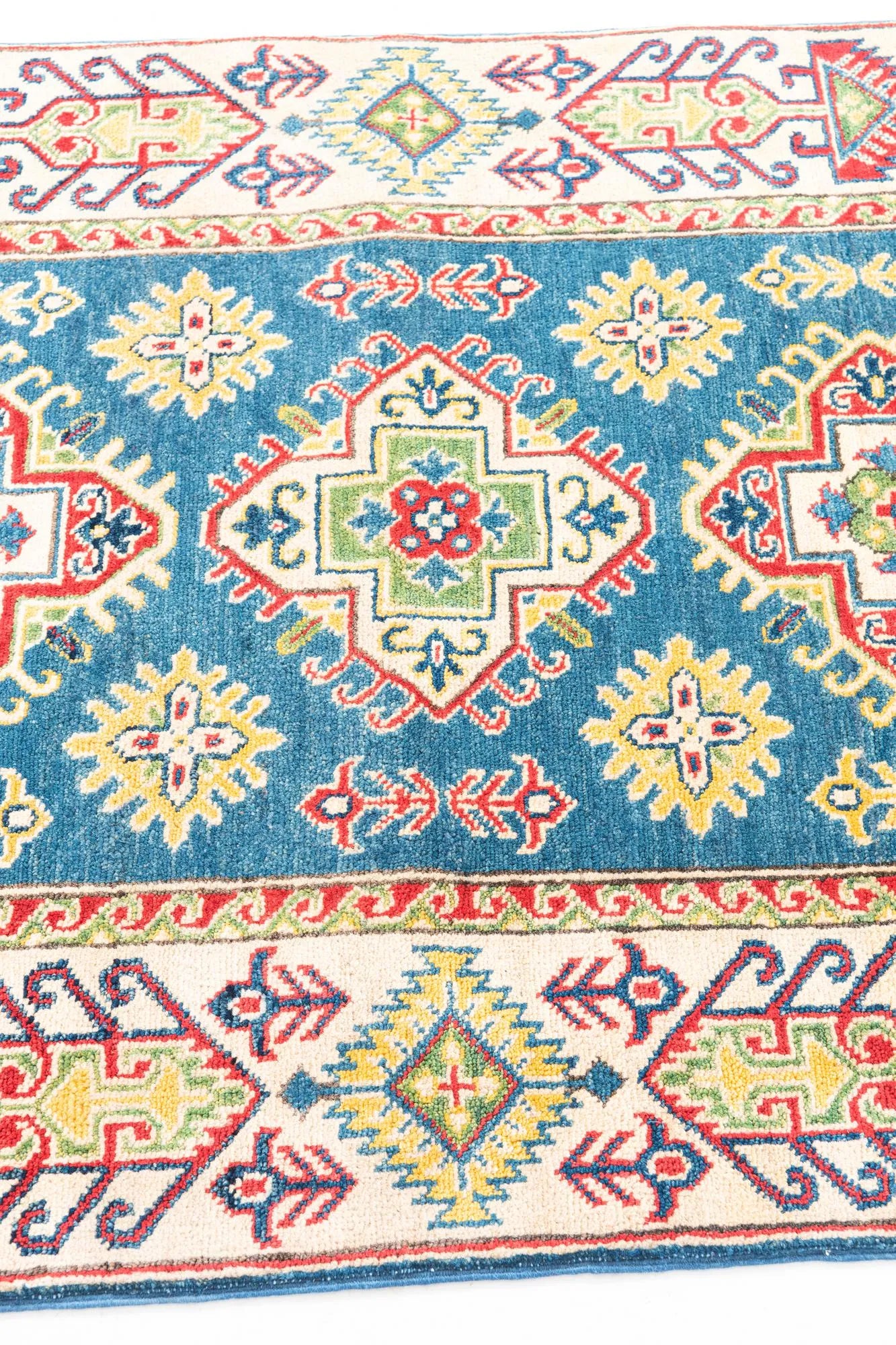 Blue Color Kazak Hand-Knotted Wool Rug