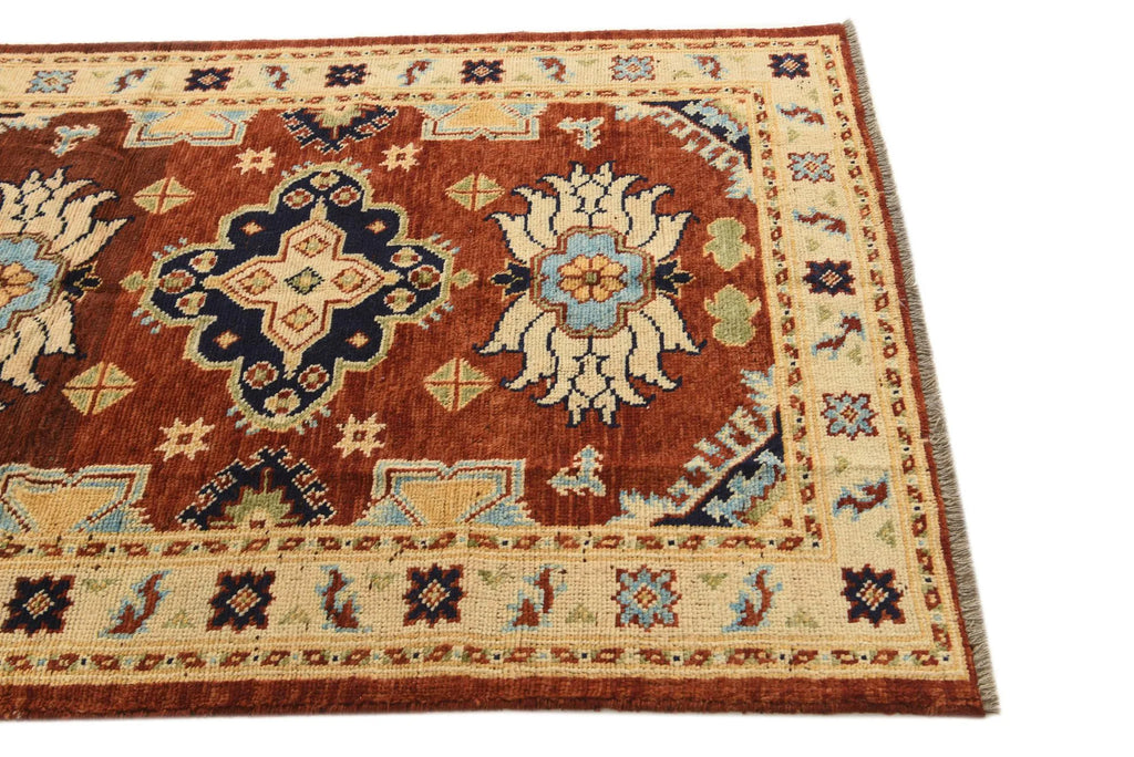 Rust Color Kazak Hand-Knotted Wool Rug