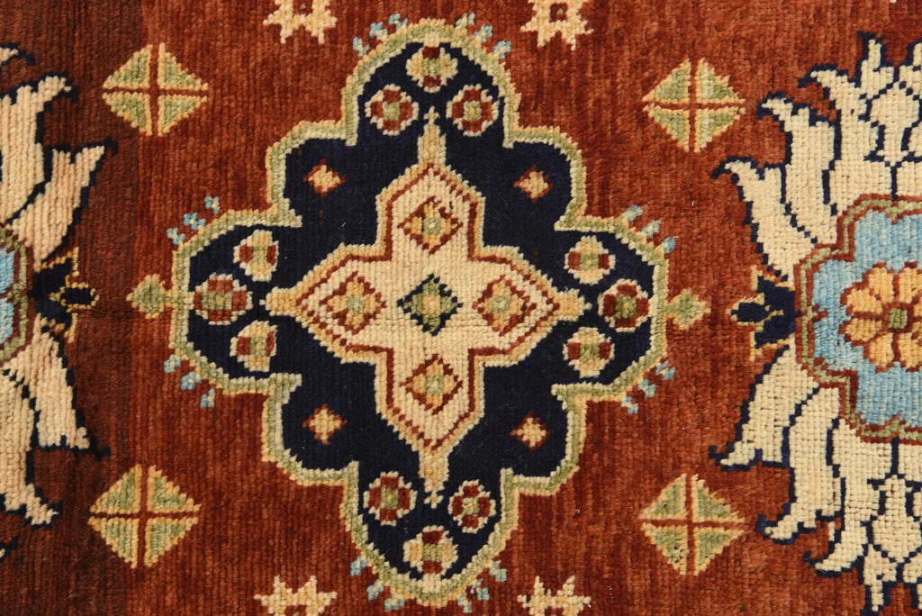 Rust Color Kazak Hand-Knotted Wool Rug