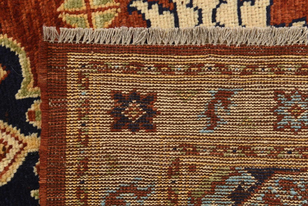Rust Color Kazak Hand-Knotted Wool Rug