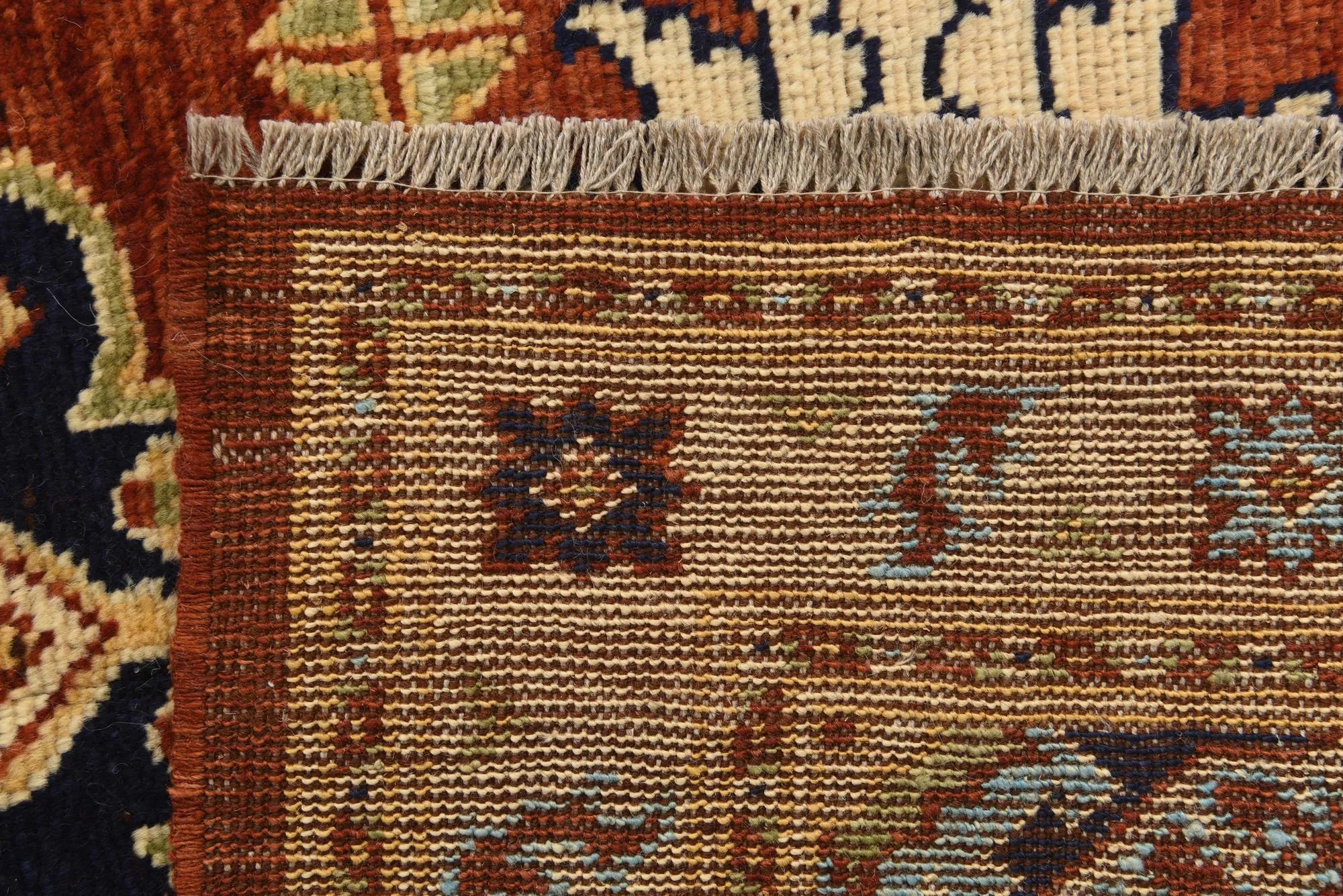Rust Color Kazak Hand-Knotted Wool Rug