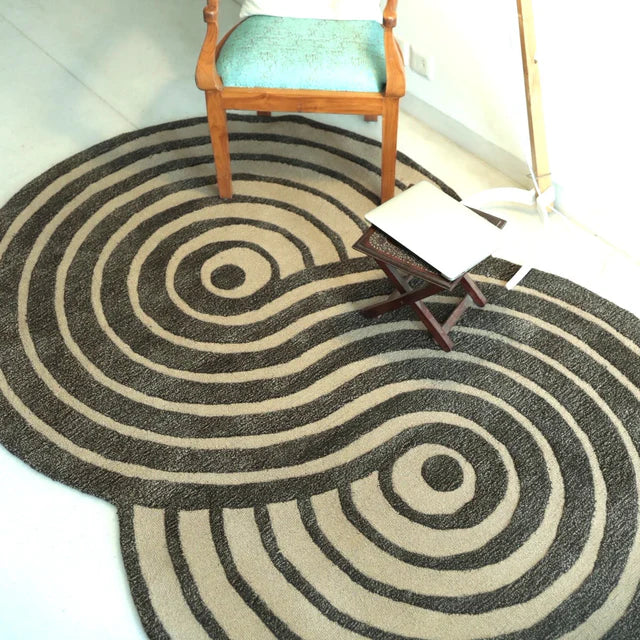 Grey Beige Color Hand-Tufted Irregular Rug