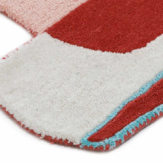 Red Color Premium Handmade Woolen Irregular Rug