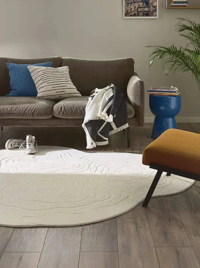 Ivory Color Premium Handmade Woolen Irregular Rug