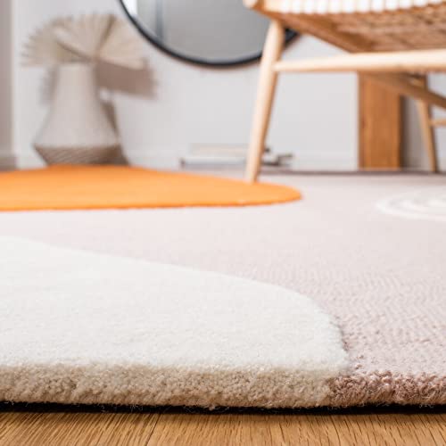 Orange Beige Cut-Loop Hand-Tufted Wool Rug