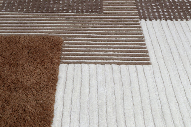 Ivory Brown Color Premium Handmade Woolen Irregular Rug