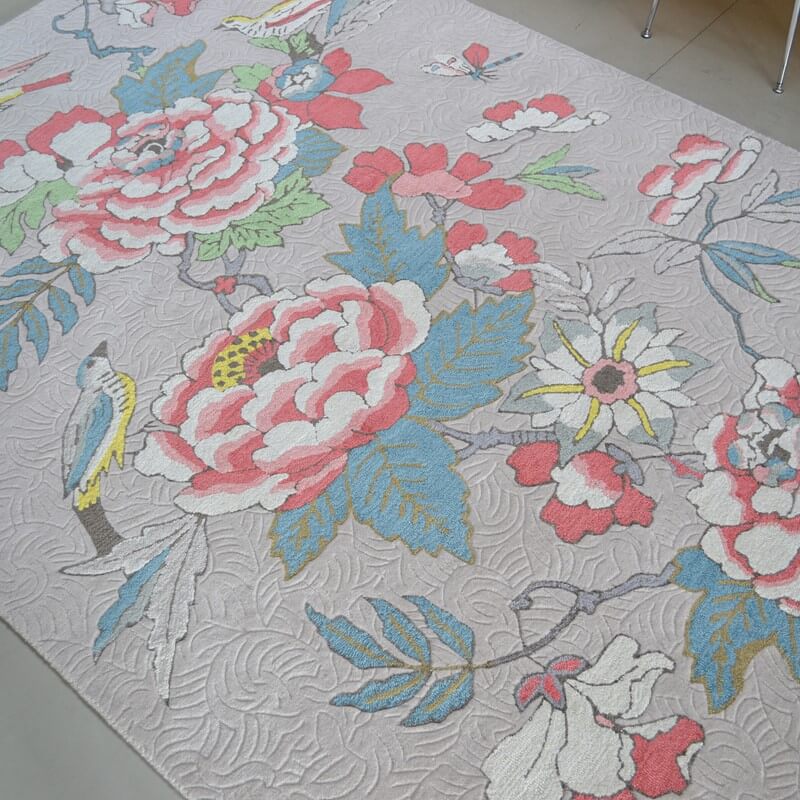 Fine Botanical Foliage Hand-Tufted Rug